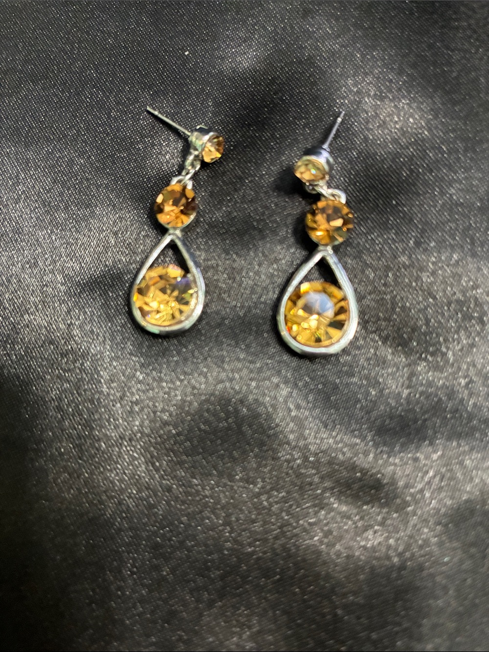 Golden Teardrop Crystal Dangle Earrings - Women Jewelry